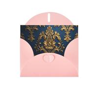 PHAYAH Lot de 10 cartes de vœux Damas sur fond bleu avec enveloppes roses pour anniversaires de mariage et invitations de fête