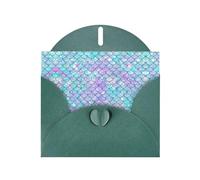 PHAYAH Lot de 10 cartes de vœux motif sirènes et idéales pour Noël, anniversaires de mariage et invitations de fête, enveloppes assorties vert foncé