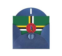 PHAYAH Lot de 10 cartes de vœux vierges avec enveloppes bleues Motif drapeau du Commonwealth de la Dominique pour Noël, anniversaire de mariage et invitations de fête