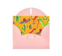 PHAYAH Lot de 10 cartes de vœux vierges avec motif cactus et piment avec enveloppes roses pour Noël, anniversaires de mariage et invitations de fête