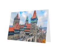 PHAYAH Lot de 10 feuilles de cartes de vacances à motif château antique Vert foncé Convient comme cartes d'invitation pour anniversaire de mariage et fête
