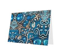 PHAYAH Lot de 10 feuilles de cartes de vacances à motif coquillage d'océan - Enveloppes grises - Convient comme cartes d'invitation pour anniversaire de mariage et fête