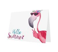 PHAYAH Lot de 10 feuilles de cartes de vacances à motif flamant rose avec enveloppe vert foncé pour anniversaire de mariage et cartes d'invitation à une fête