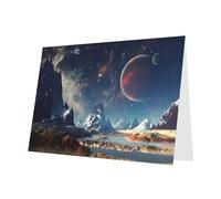 PHAYAH Lot de 10 feuilles de cartes de vacances à motif planète extraterrestre vert foncé pour anniversaire de mariage et cartes d'invitation à une fête