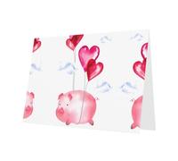 PHAYAH Lot de 10 feuilles de cartes de vacances amusantes à motif cochon vert foncé pour anniversaire de mariage et cartes d'invitation à une fête