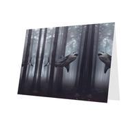 PHAYAH Lot de 10 feuilles de cartes de vacances amusantes avec motif poisson - Enveloppe blanche - Convient comme cartes d'invitation pour anniversaire de mariage et fête