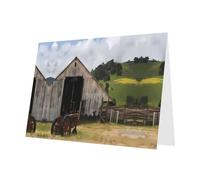 PHAYAH Lot de 10 feuilles de cartes de vacances anciennes en bois avec motif tracteur rouillé - Enveloppe bleue - Convient comme cartes d'invitation pour anniversaire de mariage et fête