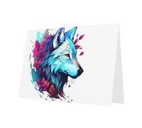 PHAYAH Lot de 10 feuilles de cartes de vacances avec face latérale de loup - Enveloppe blanche - Convient comme cartes d'invitation pour anniversaire de mariage et fête