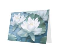 PHAYAH Lot de 10 feuilles de cartes de vacances beiges à motif fleur de lotus - Enveloppes grises - Convient comme cartes d'invitation pour anniversaire de mariage et fête