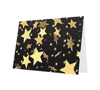 PHAYAH Lot de 10 feuilles de cartes de vacances dorées à motif étoiles grises pour anniversaire de mariage et cartes d'invitation