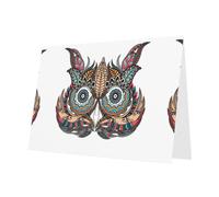 PHAYAH Lot de 10 feuilles de cartes de vacances motif hibou dans un totem indien africain - Enveloppe blanche - Convient comme cartes d'invitation pour anniversaire de mariage et fête