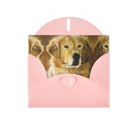 PHAYAH Lot de 10 magnifiques cartes de vacances Golden Retriever idéales pour Noël, les anniversaires de mariage et les invitations de fête avec enveloppes roses assorties