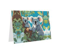 PHAYAH Lot de 2 cartes de vœux vierges avec enveloppes Motif koalas heureux 10,2 x 15,2 cm Cartes de remerciement pour Noël, vacances, anniversaire, remise de diplôme, anniversaire de mariage Blanc