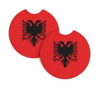 Phayah Lot de 2 dessous de verre motif drapeau albanais pour voiture, convient pour un usage quotidien, les excursions en voiture, cadeau de premier choix