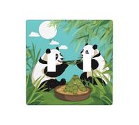 Phayah Lot de 2 plaques décoratives pour interrupteur à bascule Motif pandas Pour salle de bain, chambre à coucher, cuisine 11,4 x 11,4 cm