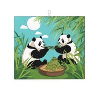 Phayah Lot de 2 tapis de séchage en microfibre pour comptoir de cuisine Motif pandas 40,6 x 45,7 cm