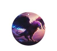 Phayah Lot de 4 cartes de désodorisants de voiture de forme ronde - Motif griffin - Flamme violette - Pour aromathérapie - À suspendre - Parfum lavande