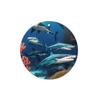 Phayah Lot de 4 désodorisants à suspendre pour voiture Motif requin sous-marin corail Lavande Parfum longue durée Carte parfumée Forme ronde
