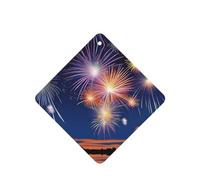 Phayah Lot de 4 désodorisants carrés à suspendre pour voiture Motif feux d'artifice dans le ciel Parfum lavande