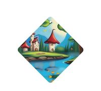 Phayah Lot de 4 désodorisants carrés à suspendre pour voiture Motif ville de conte de fées Parfum lavande