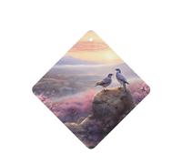 Phayah Lot de 4 désodorisants carrés à suspendre pour voiture, placard, tiroir - Motif deux oiseaux sur un rocher - Parfum lavande