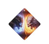 Phayah Lot de 4 désodorisants carrés pour voiture Motif Bête de confrontation - Tablettes d'aromathérapie à suspendre - Parfum lavande