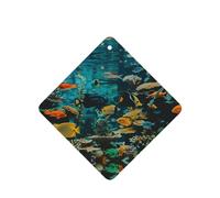 Phayah Lot de 4 désodorisants carrés pour voiture Motif poissons des mers profondes - Tablettes d'aromathérapie à suspendre - Parfum lavande