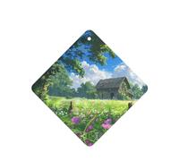 Phayah Lot de 4 désodorisants carrés pour voiture - Parfum lavande - Chalet dans la prairie - À suspendre - Carte parfumée à suspendre - Pour tiroir de placard