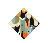 Phayah Lot de 4 désodorisants de voiture à motif chat moderne du milieu du siècle - Parfum lavande - Carte carrée à suspendre - Pour voiture, placard, tiroir