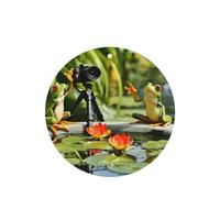 Phayah Lot de 4 désodorisants de voiture avec deux grenouilles prenant des photos - Parfum lavande - Forme ronde - À suspendre - Pour placard, chaussures, placard