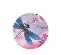 Phayah Lot de 4 désodorisants de voiture de forme ronde - Motif fleur rose et libellule bleue - Tablettes d'aromathérapie à suspendre - Parfum lavande
