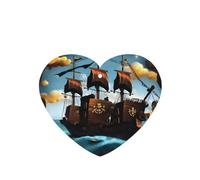 Phayah Lot de 4 désodorisants en forme de cœur pour voiture, motif bateau pirate de dessin animé, parfum lavande