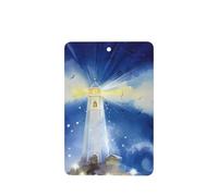 Phayah Lot de 4 désodorisants rectangulaires à suspendre pour voiture, placard, tiroir, motif de phare à l'aquarelle, motif fantaisie, parfum lavande