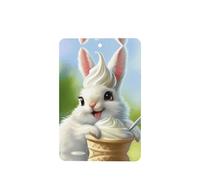 Phayah Lot de 4 désodorisants rectangulaires à suspendre pour voiture, placard, tiroir - Motif lapin mangeant de glace - Parfum lavande