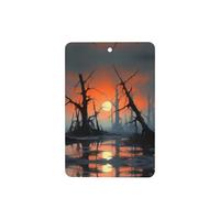 Phayah Lot de 4 désodorisants rectangulaires pour voiture, motif arbre mort au coucher du soleil, tablettes d'aromathérapie à suspendre, parfum lavande