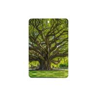 Phayah Lot de 4 désodorisants rectangulaires pour voiture, motif arbre primitif, tablettes d'aromathérapie à suspendre, parfum lavande