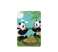 Phayah Lot de 4 désodorisants rectangulaires pour voiture - Motif deux grands pandas mignons - Tablettes d'aromathérapie à suspendre - Parfum lavande
