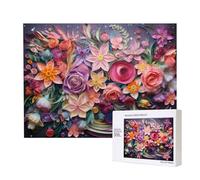 Phayah Lot de 500 puzzles de fleurs coupées en papier pour adultes - Jouets de développement de l'intelligence des enfants - 20,4 x 38,1 cm