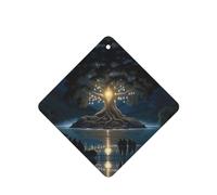 Phayah Lot de 6 désodorisants carrés pour voiture Motif arbre de sagesse antique - Tablettes d'aromathérapie à suspendre - Parfum lavande