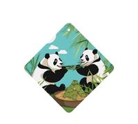 Phayah Lot de 6 désodorisants carrés pour voiture - Motif deux grands pandas mignons - Tablettes d'aromathérapie à suspendre - Parfum lavande