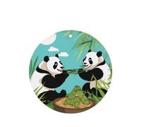 Phayah Lot de 6 désodorisants de voiture à suspendre avec deux grands pandas mignons - Parfum lavande - Longue durée - Forme ronde