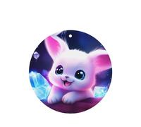 Phayah Lot de 6 désodorisants de voiture de forme ronde - Lapin rose avec de grands yeux - Tablettes d'aromathérapie à suspendre - Parfum lavande