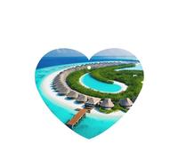 Phayah Lot de 6 désodorisants de voiture en forme de cœur - Motif paysage des Maldives - Parfum lavande - Pour voiture, placard, tiroir