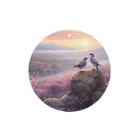 Phayah Lot de 6 désodorisants de voiture en forme de deux oiseaux sur un rocher - Parfum lavande - Forme ronde - À suspendre - Pour voiture, placard, tiroir