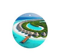 Phayah Lot de 6 désodorisants ronds pour voiture, motif paysage des Maldives, parfum lavande