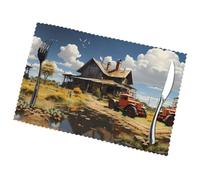 Phayah Lot de 6 sets de table résistants à la chaleur Motif tracteur agricole Texas 30,5 x 45,7 cm