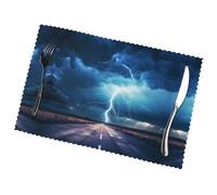 Phayah Lot de 6 sets de table Thunder And Lightning 30,5 x 45,7 cm, adaptés pour les fêtes, les décorations de restaurant, les banquets de vacances.