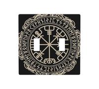Phayah Magical Design Plaque murale double pour interrupteur à bascule Motif runes nordiques 11,4 x 11,4 cm pour zones résidentielles et commerciales