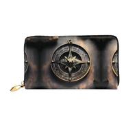 PHAYAH Magical Design Portefeuille long en cuir avec fermeture éclair pour femme Motif runes nordiques boussole Grande capacité Porte-cartes de crédit