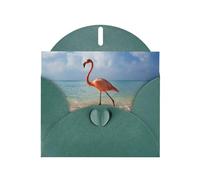 PHAYAH Magnifique carte de vœux vierge avec enveloppes Motif flamant rose 10,2 x 15,2 cm Cartes de remerciement pour Noël, vacances, anniversaire, remise de diplôme, anniversaire de mariage Vert foncé